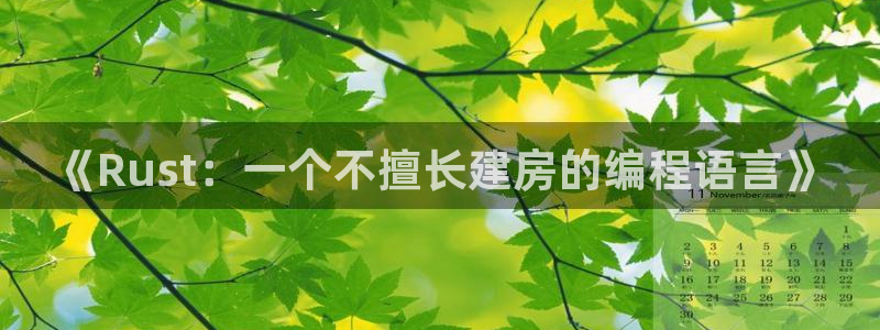 富联娱乐主管经判官333OO：《Rust：一个不擅长建房的编程语言》